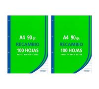 Tradineur Lot de 200 feuilles lignées A4 perforées avec marge, recharge feuilles mobiles pour classeur, 4 trous, papier 90 g, fournitures scolaires, bureau, modèle aléatoire