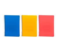 Tradineur Lot de 3 cahiers format A5, couverture en polypropylène à anneaux, 80 feuilles quadrillées, couleur aléatoire.
