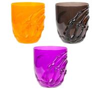 Tradineur Lot de 3 gobelets en plastique avec motif main squelette, pour Halloween, Ø 9 x 10 cm, couleur aléatoire