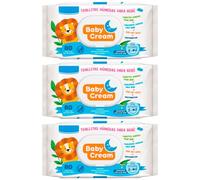 Tradineur Lot de 3 lingettes humides pour bébé Baby Cream 80 pièces par paquet Matériau naturel avec couvercle