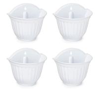Tradineur Lot de 4 pots de fleurs en plastique pour mur, pot à suspendre, pot pour plantes, fleurs, balcon, véranda, maison, fabriqué en Espagne Blanc 26 x 29,5 x 19 cm