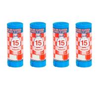Tradineur Lot de 4 rouleaux de 15 sacs poubelle en plastique recyclé, résistants et anti-fuites, écologiques, recyclables, adaptés pour poubelles Bleu 30 litres 55 x 55 cm Total 60 pièces