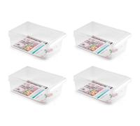 Tradineur - Lot de 4 tiroirs de rangement réutilisables pour réfrigérateur N°9, Récipient en plastique polypropylène avec poignée, fruits, légumes, Fabriqué en Espagne (Translucide - 10 x 19,5 x 29 cm