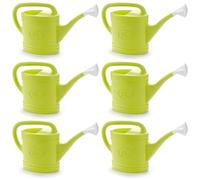Tradineur Lot de 6 arrosoirs en plastique, capacité 6 litres, ustensiles de jardinage, arrosage, maison, balcon, terrasse, patio, vert pistache