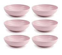 Tradineur Lot de 6 assiettes creuses en plastique pour usage alimentaire, micro-ondes et congélateur, Ø 19 x 5,5 cm, rose pastel