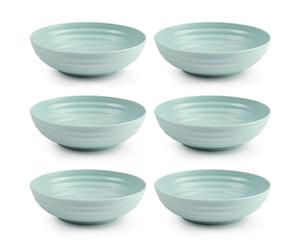 Tradineur Lot de 6 assiettes creuses en plastique réutilisables et recyclables - Passe au micro-ondes et au congélateur - Fabriqué en Espagne - Ø 19 cm - 900 ml - Vert pastel