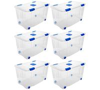 Tradineur Lot de 6 boîtes de rangement en plastique pour jouets, livres, vêtements, couvertures, n° 12, 73,2 x 41,2 x 31 cm, 90 l