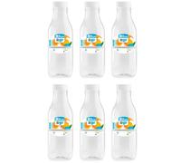 Tradineur Lot de 6 bouteilles en plastique avec bouchon à vis, réutilisables et recyclables, eau, lait, smoothies, jus, sodas, réfrigérateur 500 ml - 20,5 x 6,5 cm