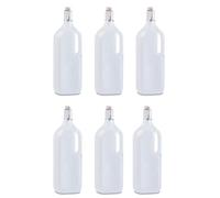 Tradineur Lot de 6 bouteilles en plastique avec poignée et bouchon à pression, réutilisables, eau, lait, smoothies, jus de fruits, boissons gazeuses, réfrigérateur, camping (1,5 l - 32 x 10 x 9 cm)