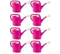 Tradineur Lot de 8 arrosoirs en plastique, capacité 6 litres, ustensiles de jardinage, arrosage, maison, balcon, terrasse, patio, couleur fuchsia
