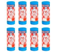 Tradineur Lot de 8 rouleaux de 15 sacs poubelle en plastique recyclé, résistants et anti-fuites, écologiques, recyclables, adaptés aux poubelles (bleu, 30 litres, 55 x 55 cm, total 120 pièces)