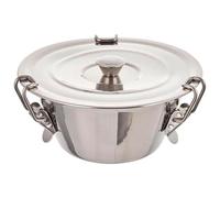 Tradineur Moule à frire en acier inoxydable avec couvercle et fermetures à pinces, récipient pour flans, pâtisserie, cuisine, passe au lave-vaisselle, Ø 22 cm