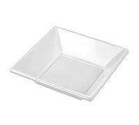 Tradineur - Pack de 6 assiettes creuses carrées réutilisables en plastique, 100% recyclables, extra résistantes, hygiéniques, empilables, adaptées au lave-vaisselle (Blanc, 17 x 17 cm)