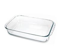 Tradineur Plat à four rectangulaire, Moule rectangulaire en verre Passe au micro-ondes, congélateur et lave-vaisselle 5 litres 7,2 x 40,4 x 25 cm