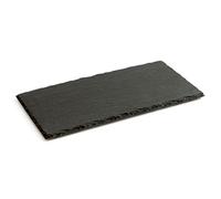Tradineur Plateau rectangulaire en ardoise pour hôtellerie, service et dégustation, chant rustique, planche en pierre naturelle pour servir des collations, 32 x 17,5 cm