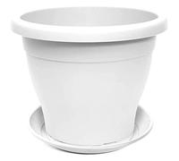Tradineur pot de fleurs soucoupe méditerranéen, 40 cm, intérieur/extérieur, jardinière drainante blanche