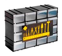 Tradineur Trieur empilable en plastique, 16 tiroirs, module, étagère de rangement pour petites pièces, vis, boutons, 15 x 21,5 x 7,8 cm, couleur aléatoire