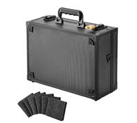Trading Card Storage Box, Sports Cards Case, Portable Hard Shell Organizer & Lockable Carry Design, Collector Deck Container for Conferences, Travel, Protection, Display, Archive, Color Black