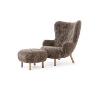 &Tradition Fauteuil Petra VB3 High incl. pouf ATD1 Chêne huilé-Sheepskin Sahara