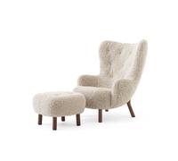 &Tradition Petra VB3 Fauteuil en Peau de Mouton Clair de Lune/ Noyer Huilé Incl. ATD1 Bouffée