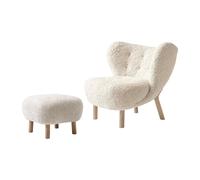 &Tradition Little Petra VB1 Fauteuil Peau de Mouton Moonlight/Chêne Huilé Incl. ATD1 Pouf