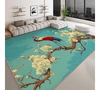 Tradition Orientale Tapis de Salon Lavable 120x170 cm, Campagne Animal Oiseaux Fleurs de Prunier Tapis de Chambre à Poils Courts, Moquette Antidérapant - Moquette Moderne pour Salle à Manger Bureau