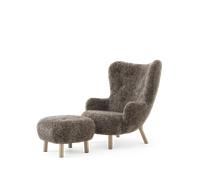 &Tradition Petra VB3 Fauteuil en Peau de Mouton Sahara/Chêne Huilé Incl. ATD1 Bouffée