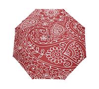 Tradition Rouge Floral Blanc Classique Parapluie Pliant Ouverture et Fermeture Automatique Protection UV Parapluies Pliant Coupe-Vent Ultra-léger pour Voyager Plage Femmes Enfants Fille