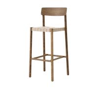 Tabouret de Bar &Tradition Betty TK15 en Chêne Fumé et Osier en Lin Naturel
