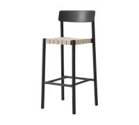 Tabouret de Bar &Tradition Betty TK15 en Frêne Laqué Noir et Osier Lin Naturel