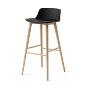 Tabouret de Bar &Tradition Rely HW123, Dossier Bas, Chêne Laqué/ Noir