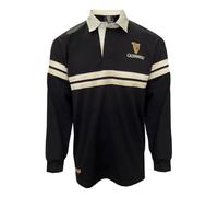 Traditional Craft Chemise de Rugby Homme Irlande Manches Longues Noir Harpe Ruban