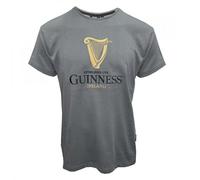 Guinness T-shirt haut de gamme gris/étain brodé harpe dorée (as8, alpha, m, standard, standard), étain, M