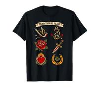 Traditional Flash Sheet Swallow Anchor Rose Old School Ink T-Shirt