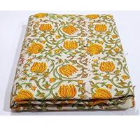 Traditional Jaipur Tissu de coton imprimé par yard, tissu de tissu imprimé indien pour l'été Kurti, écharpe, coussin, housse de canapé (2.5 Yards)