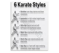 Traditional Karate Styles Chart Martial Arts Learning Poster Wall Art Canvas for Home Dojo Training Room(Unframed,12x18inch(30x45cm))