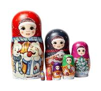 Traditional Russian Nesting Dolls 5 Piece Hand Painted Wooden Stacking Toy