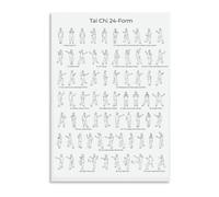 Traditional Tai Chi 42 Form Movement Chart Illustrated Guide for Beginners Yang Chen Style Metal Sign 8 X 12 in