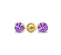 Traditional Tiny Minimalist Cubic Zirconia Aaa Cz Yellow 14K Real Gold Solitaire Stud Earrings For Women Teens Screw Back Simuléeted Gemstone Pierre De Colors 3Mm 4Mm