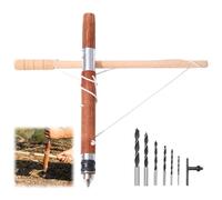 Traditional Woodworking Hand Drill,Adjustable Wood Brace Bit with 3/4/5/6/8/10mm Bit and Chuck Key,Manual Drill Tool for Carpenter,Woodworker,Built-In Movable Bearing,Clamping