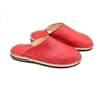 traditionalBM BABOUCHES en CUIR bout rond - Berbères 100% ARTISANALE fait main au maroc - Homme couleur noir marron bleu (rouge, Système Taille Chaussures EU, Adulte, Numérique, Moyen, 45)