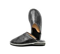 traditionalBM BABOUCHES en CUIR bout rond - Berbères 100% ARTISANALE fait main au maroc - Homme couleur noir marron bleu (noir, Système Taille Chaussures EU, Adulte, Numérique, Moyen, 46)