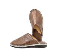 traditionalBM BABOUCHES en CUIR bout rond - Berbères 100% ARTISANALE fait main au maroc - Homme couleur noir marron bleu (marron, Système Taille Chaussures EU, Adulte, Numérique, Moyen, 42)