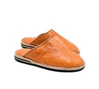 traditionalBM BABOUCHES en CUIR bout rond - Berbères 100% ARTISANALE fait main au maroc - Homme couleur noir marron bleu (marron camel, Système Taille Chaussures EU, Adulte, Numérique, Moyen, 42)