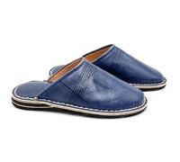 traditionalBM BABOUCHES en CUIR bout rond - Berbères 100% ARTISANALE fait main au maroc - Homme couleur noir marron bleu (bleu, Système Taille Chaussures EU, Adulte, Numérique, Moyen, 41)