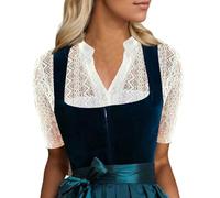 Traditionnel Oktoberfest Chemisier Blanc/Noir Classique Top Bavarois Dentelle Gilet Femme Haut Enveloppant Court Sexy VêTements Manches Mi-Longues Festival Outfit pour la fête de bière
