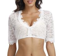 Traditionnel Oktoberfest Chemisier Blanc/Noir Classique Top Bavarois Fermeture Haute Sexy Chic Hauts Élégante Elegant Chemise Femme Mariage Festival Bière Tops Dentelle Haut