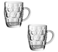 Traditionnel Pinte De Verre Chopes CE - Jeu de 2 également connu sous le nom Alvéolée Chope De Bière, Britannia pinte Tasse, chope de bière, Chope À Bière