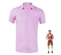 Traditionnels Tenue Bavaroise Chemise Homme Flanelle d'Oktoberfest - Manches Courtes à Carreaux Allemands - Style Authentique pour Lederhosen, Fêtes de la Bière et Réunions Festives