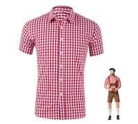 Traditionnels Tenue Bavaroise Chemise Homme Flanelle d'Oktoberfest - Manches Courtes à Carreaux Allemands - Style Authentique pour Lederhosen, Fêtes de la Bière et Réunions Festives